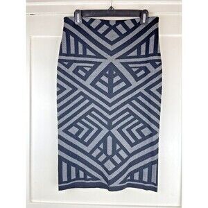 Catherine Malandrino Modern Stripe Jacq Midi Skirt Women's M Heather Grey/Black